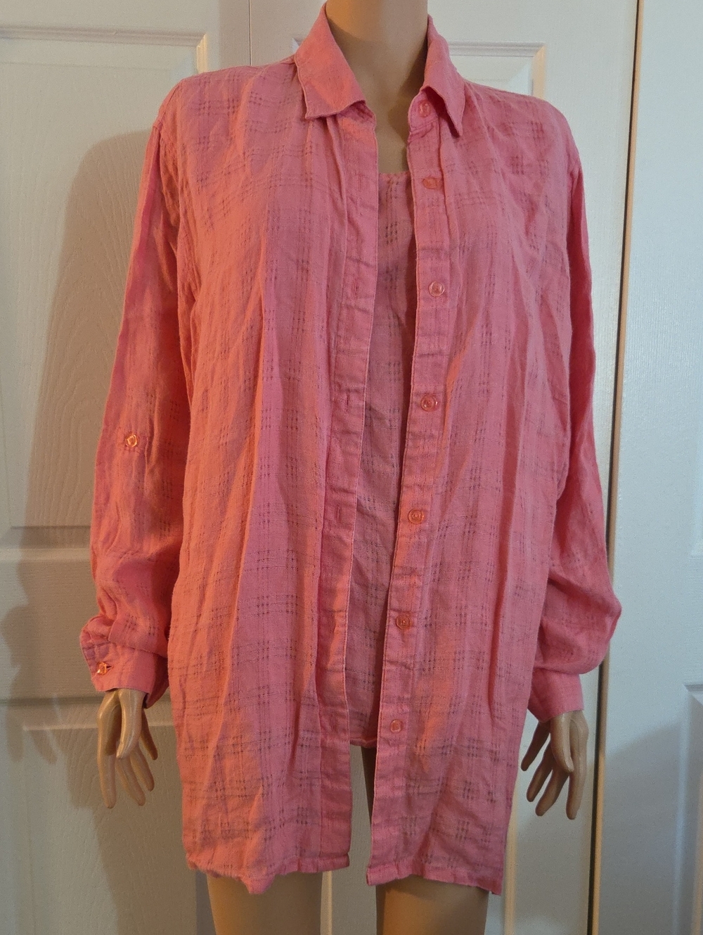 Sag Harbor Pink Button-Front Layering Shirt